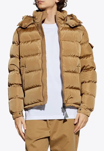 Moncler Maya Hooded Down Jacket In Brown