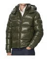 Moncler Maya Hooded Short Down Jacket In Green