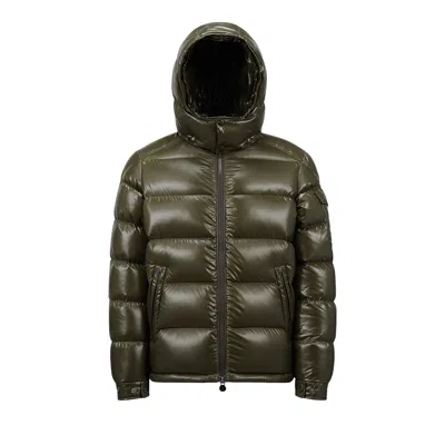 Pre-owned Moncler Maya Hooded Puffer Shiny Jacket 'olive' | Green | Men's Size 6