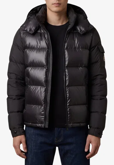 Moncler Maya Hooded Short Down Jacket In Black