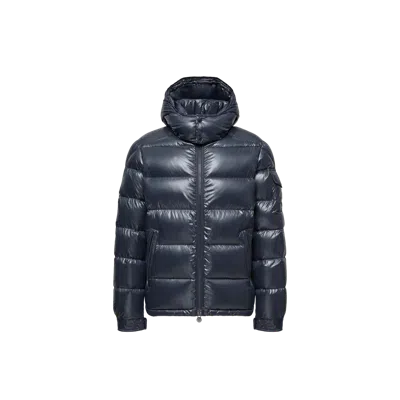 MONCLER MAYA HOODED SHORT DOWN JACKET BLUE