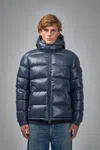 Moncler Mens Navy Maya Logo-patch Padded Shell-down Jacket In Blue