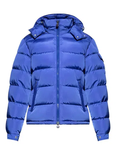 Moncler Maya Hooded Short Down Jacket Clothing In Blue