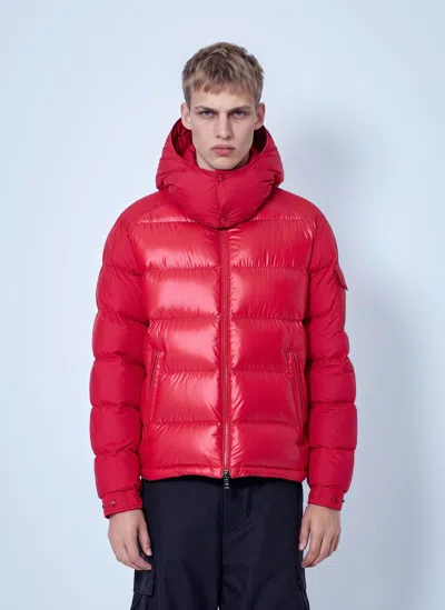 Moncler Maya Hooded Short Down Jacket In Red