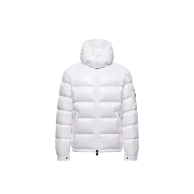 MONCLER MAYA HOODED SHORT DOWN JACKET, MEN, WHITE, SIZE: 4