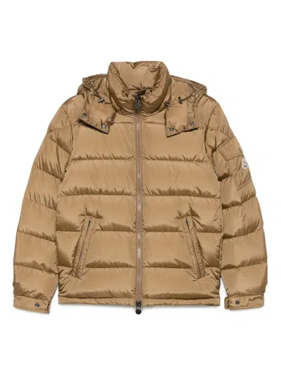 Moncler Padded Jackets With Hood And Pockets In Brown