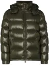 Moncler Maya Hooded Short Down Jacket In Green