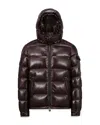 Moncler Shiny Brown Maya Down Jacket Men In Dark Brown