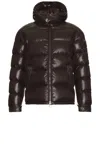Moncler Shiny Brown Maya Down Jacket Men In Dark Brown
