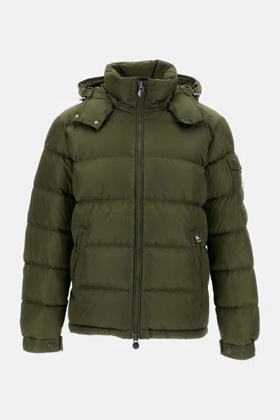 Moncler Men Baudinet Down Jacket With Logo Patch In Green