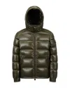 Moncler Maya Hooded Short Down Jacket In Olive Green