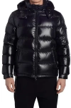 Moncler Maya Lacquered Nylon Down Jacket In Black