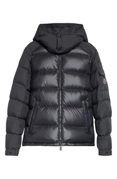 Moncler Maya Lacquered Nylon Down Jacket In Black