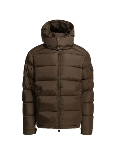 Moncler Maya Hooded Padded Quilted Jacket In Brown