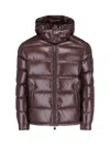 Moncler Shiny Brown Maya Down Jacket Men In Brown