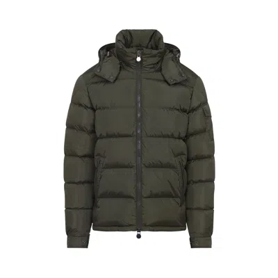 Moncler Maya Hooded Short Down Jacket In Green