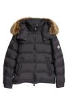 Moncler Mayaf Faux Fur Trim Hooded Down Puffer Jacket In Black