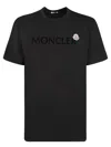 Moncler Men T-shirt With Flocked Cotton Logo In Black