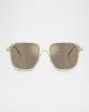 Moncler Me6010 Acetate Square Sunglasses In Brown Mirror