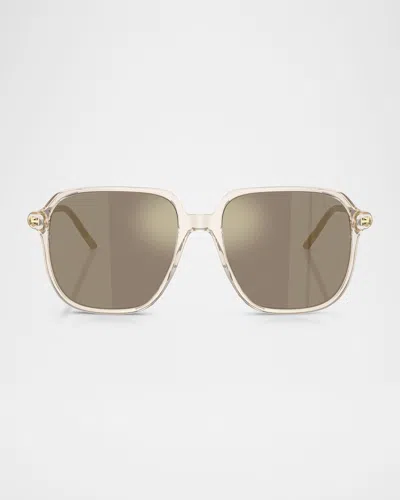 Moncler Me6010 Acetate Square Sunglasses In Brown Mirror