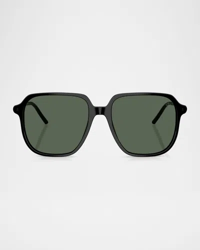 Moncler Me6010 Acetate Square Sunglasses In Shiny Black