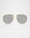 Moncler Me8001 Aviator Sunglasses In Clear