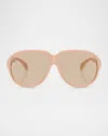 Moncler Me8001 Aviator Sunglasses In Lite Brown