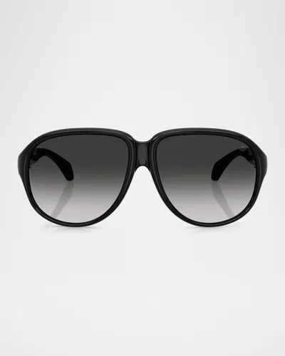 Moncler Me8001 Aviator Sunglasses In Shiny Black