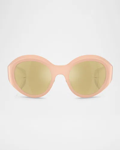 Moncler Me8005 Round Sunglasses In Matte Pink