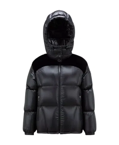 Moncler Meandre Velvet-panel Padded Jacket In Black