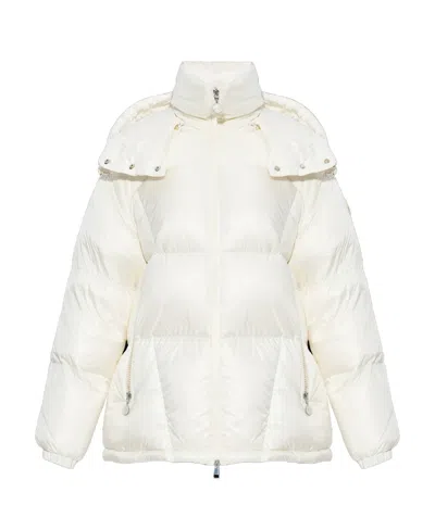 Moncler Meandre Velvet-panelled Padded Jacket In White