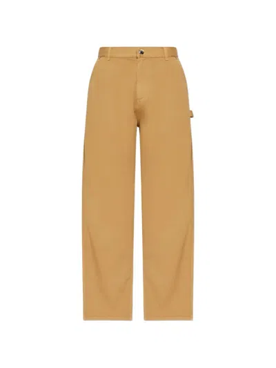 Moncler Medium Beige Cotton Trousers In Brown