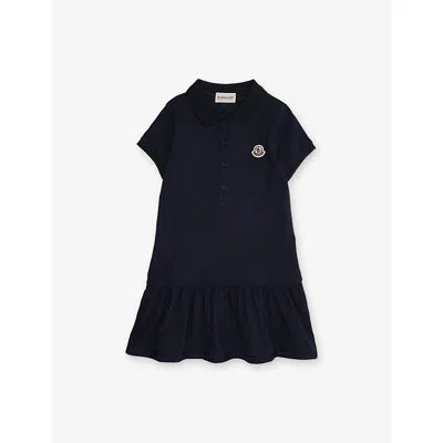 Moncler Kids' Medium Blue Branded Cotton-piqué Dress 4-12