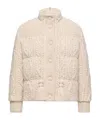 Moncler Melgven Wool Blend Short Down Jacket In White