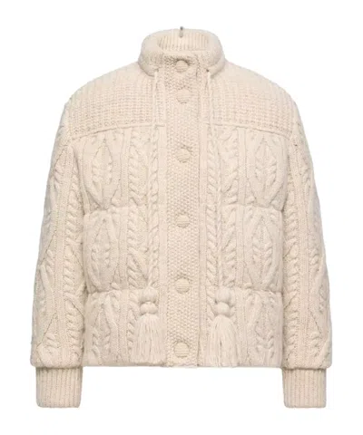 Moncler Melgven Wool Blend Short Down Jacket In White