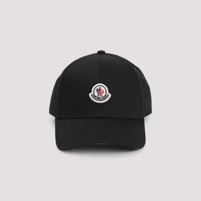 Moncler Men's 100% Cotton Baseball Cap In Black