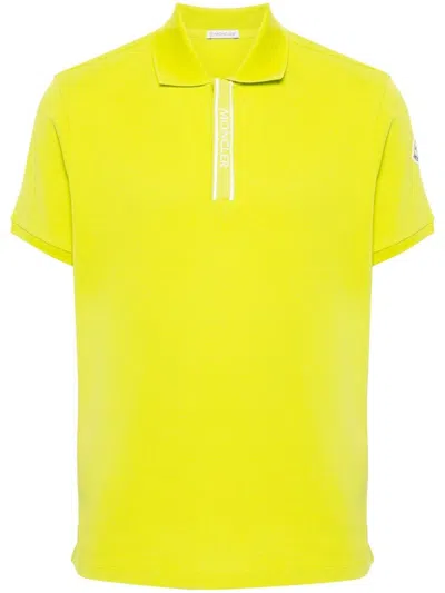 Moncler Men's Acid Yellow Cotton Polo Shirt In Acidyellow