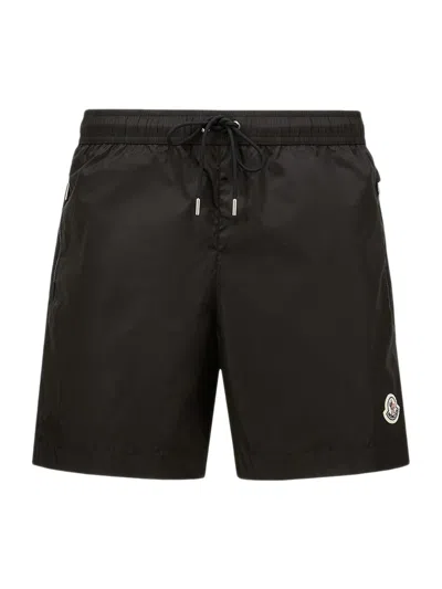 Moncler Logo Patch Swim Shorts In Black