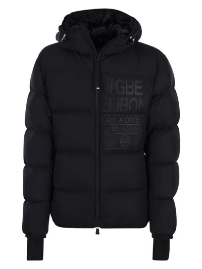 Moncler Grenoble Adret Logo Printed Padded Jacket In Black