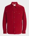 Moncler Ambroisie Corduroy Down Shirt Jacket In Red