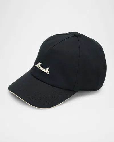 Moncler Men & Apos;s Five-panel Cotton Embroidered Logo Baseball Cap In Black