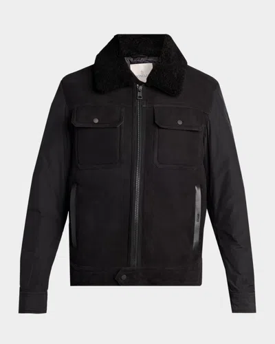 Moncler Zerique Mixed Media Down Jacket In Black