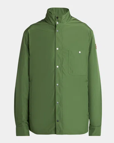 Moncler Men & Apos;s Lascax Polyester Shirt Jacket With Leather Logo In Green
