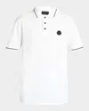 Moncler White Logo Patch Cotton Polo In White