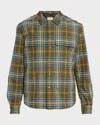 Moncler Checked Chest-pocket Overshirt In Green