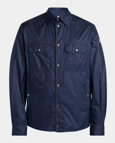 Moncler Nylon Ripstop Overshirt In Blue