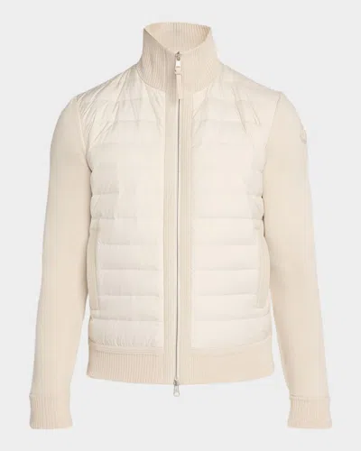 Moncler Men & Apos;s Padded Zip-up Wool Cardigan In Nude