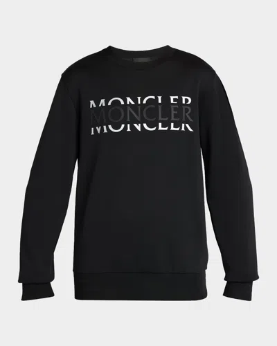 Moncler Men & Apos;s Split Logo Cotton Sweatshirt In Black