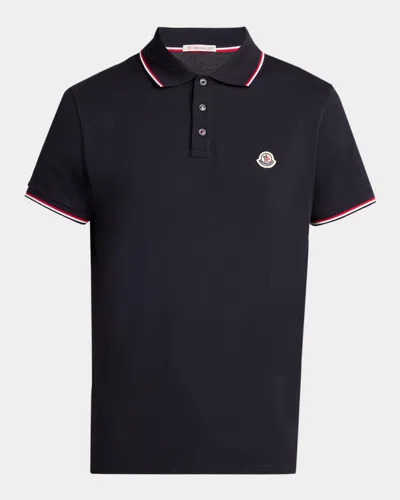 Moncler Short Sleeve Logo Polo Shirt In Black
