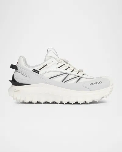 Moncler Light Grey Real Leather Trailgrip Gtx Low Top Sneakers In Gray